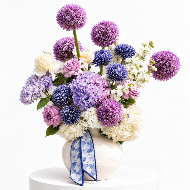 Royal Allium Purple Vase | No.21 Blooms Dubai