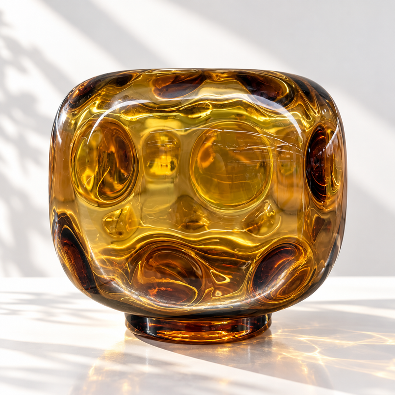 Ambre Bubble Vase — Amber Hand-Blown Glass, Glossy | No.21 Blooms Dubai