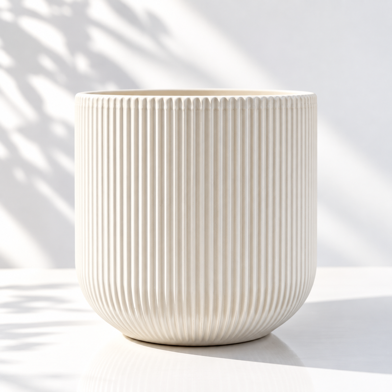 Cannelé Pot Ivory — Ceramic, Matte | No.21 Blooms Dubai