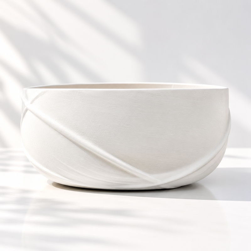 Nappe Bowl — White Ceramic, Matte | No.21 Blooms Dubai