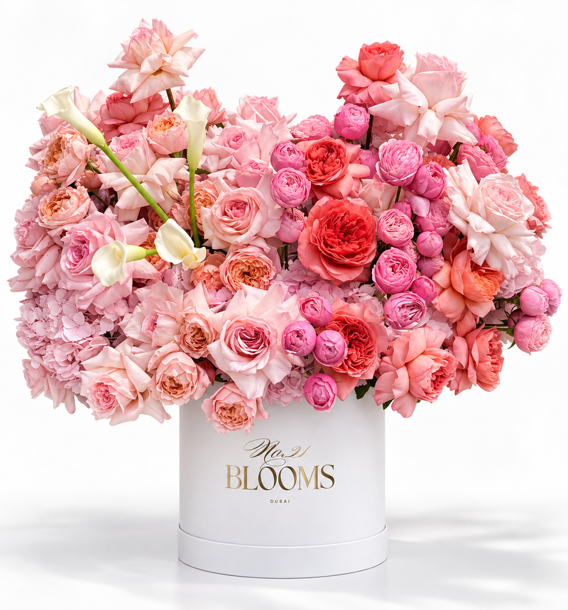 Rosé Infini — Signature Hat Box Bouquet | No.21 Blooms Dubai