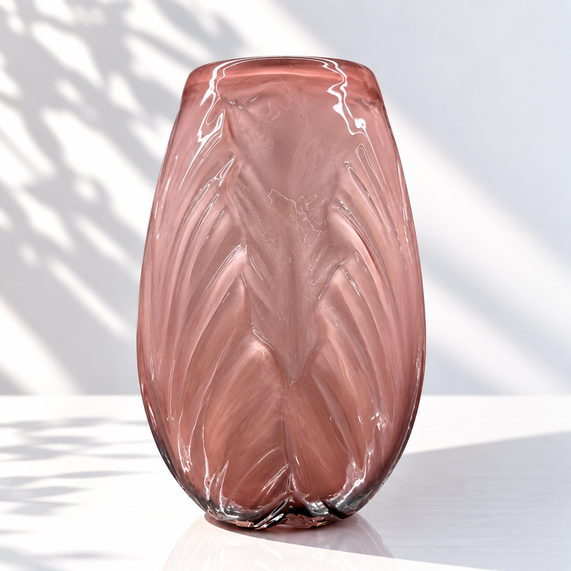 Rose Pressed Vase — Dusty Rose Hand-Blown Glass, Glossy | No.21 Blooms Dubai