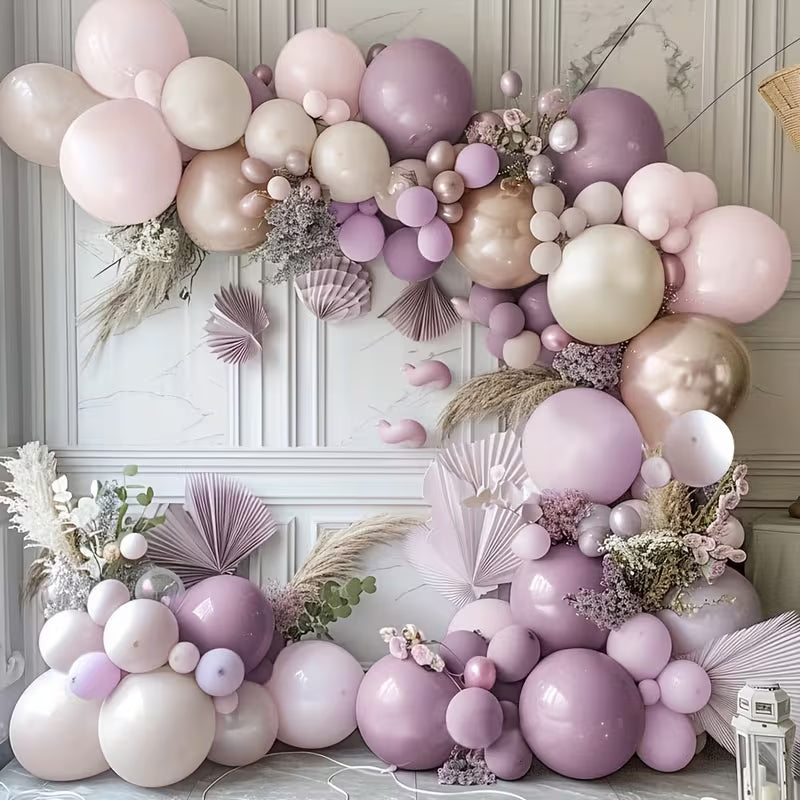 Purple Balloons Garland with Dried Florals