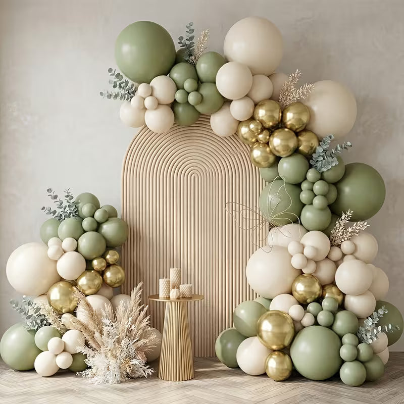 Sage Green & Gold Eucalyptus Balloon Arch