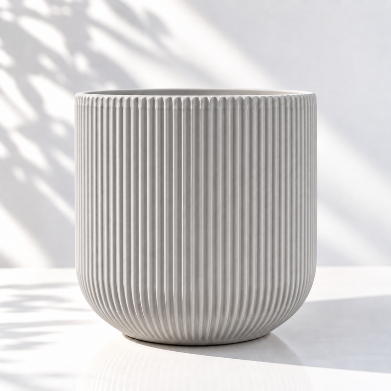 Cannelé Pot Stone — Ceramic, Matte | No.21 Blooms Dubai