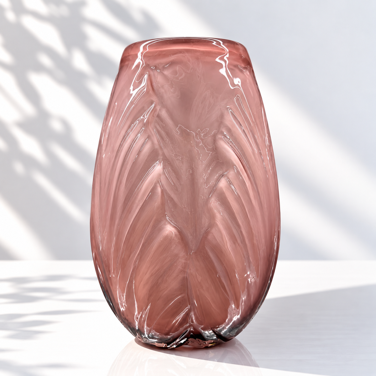 Rose Pressed Vase — Dusty Rose Hand-Blown Glass, Glossy | No.21 Blooms Dubai